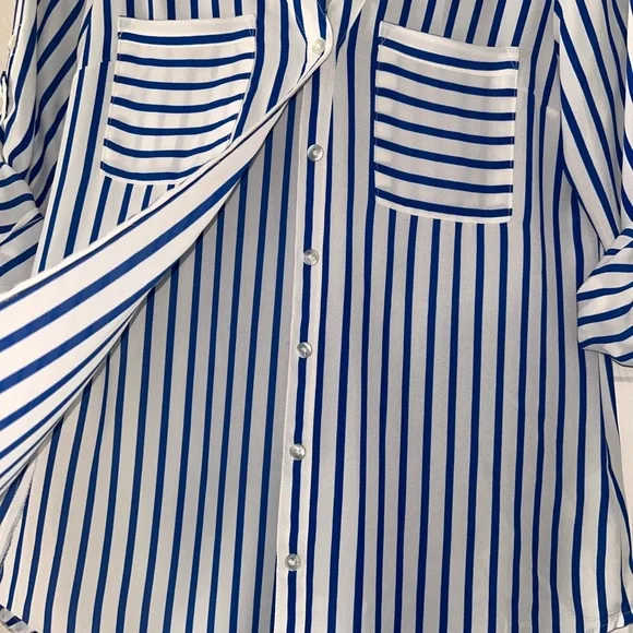 Express Two Pocket Portofino Button Down Striped - Picture 7 of 7